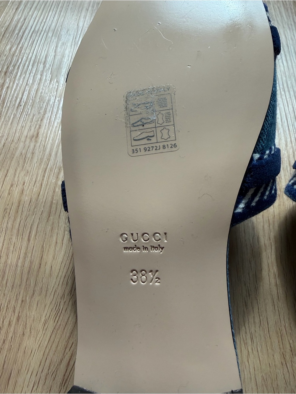 Gucci Blue Denim Logo Slide Sandals - Picture 6 of 9